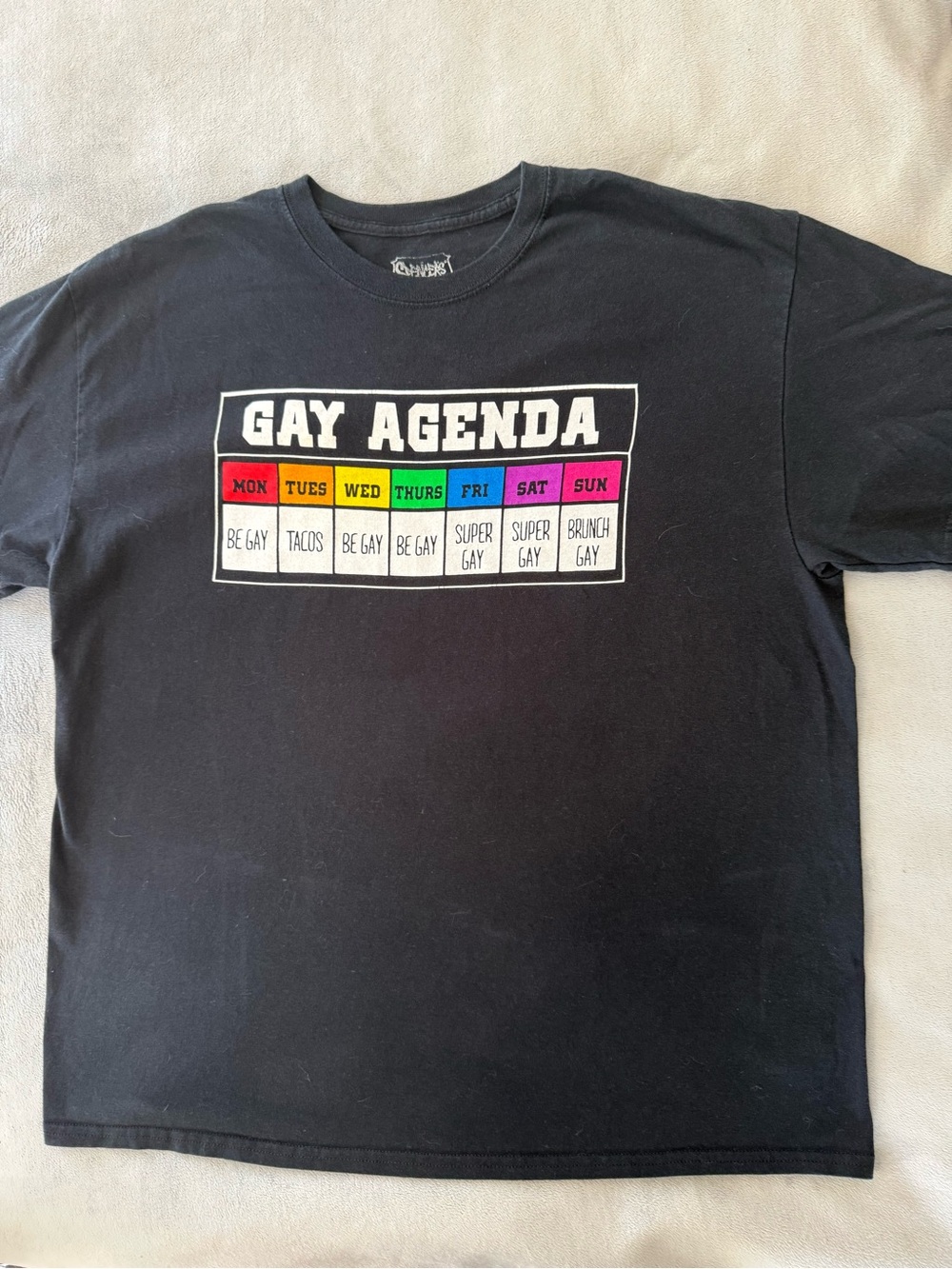 Gay Agenda Graphic T-Shirt - Black. Mens X-Large